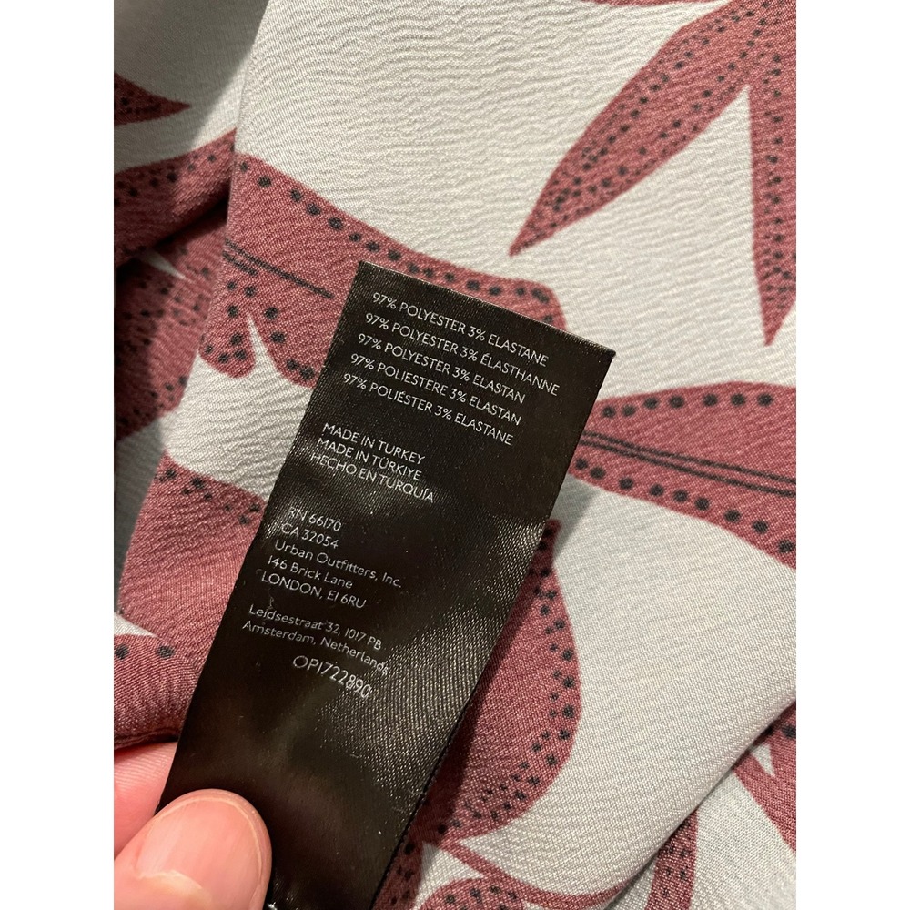 Anthropologie Maxi Slip Dress Size 1X Mint Green Brown Botanical Satin Leg Slit - Picture 13 of 14